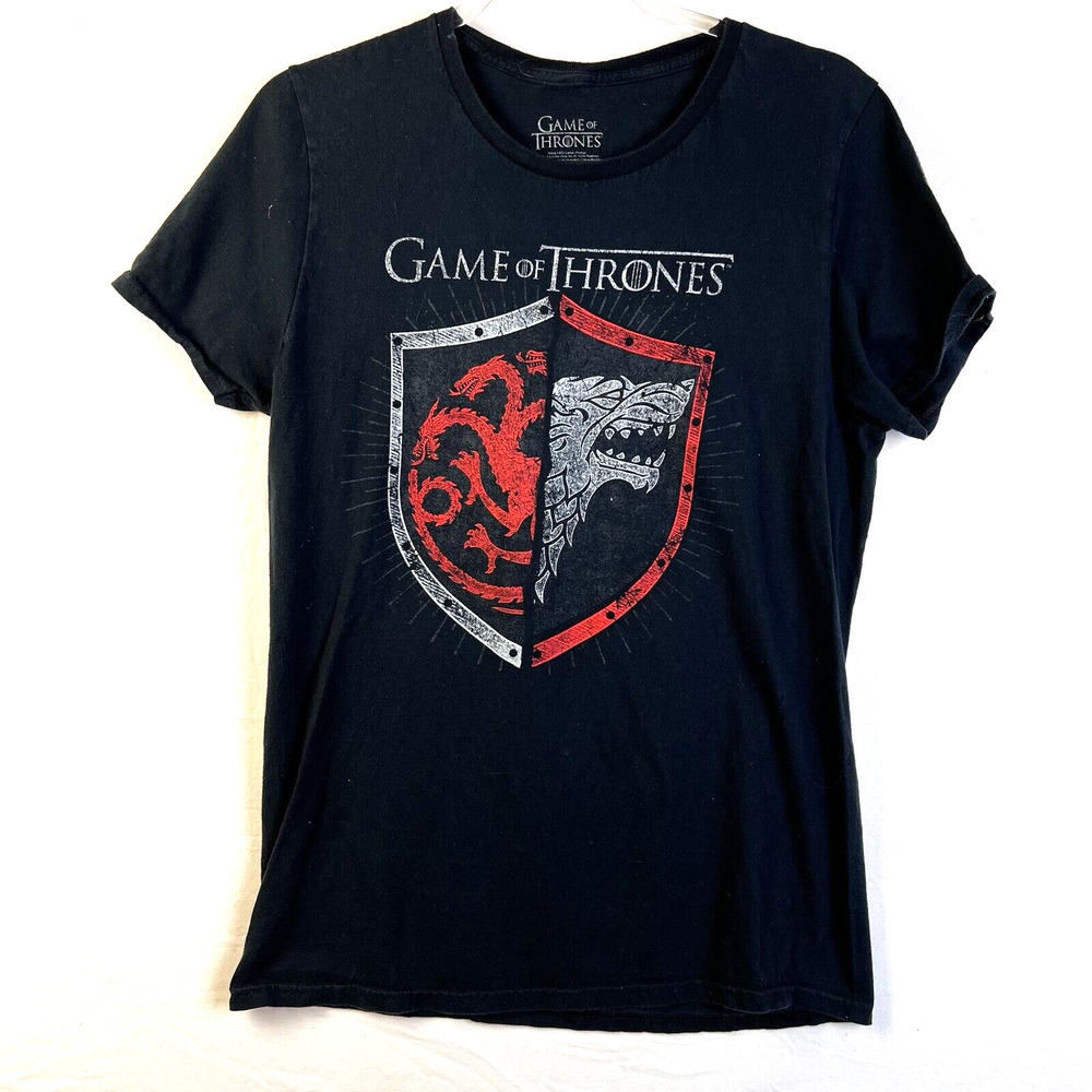 Game Of Thrones Tee Shirt Unisex Medium Black Red Shield HBO TV Show Fantasy
